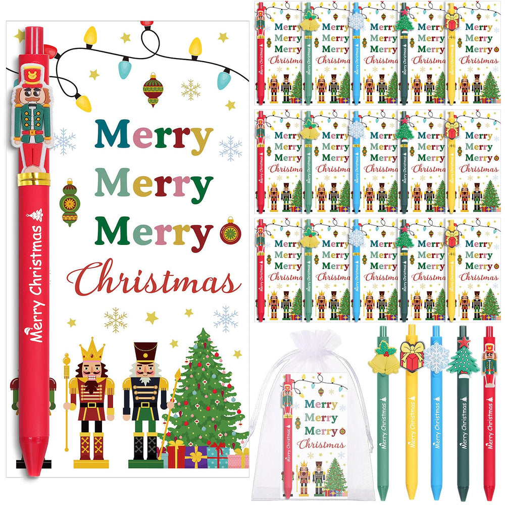 Marspark 30 Set Welcome Back to School Gifts Bulk Ballpoint Pens and Greeting Cards Set with Bags Twist Ties Composition First Day of School Gifts for Teacher Student Classroom Party Favors Supplies