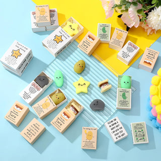 Wettarn 75 Sets Appreciation Gifts Cute Stress Balls with Support Boxes Bulk Party Favors for Employee Coworker Team Group Stuffers Office Prizes Positive Desk Decor