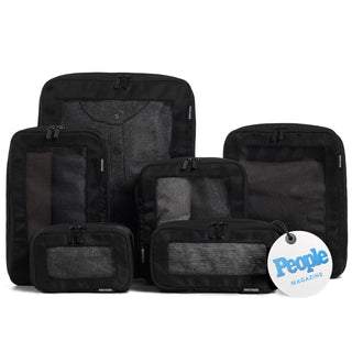 Aerotrunk Compression Packing Cubes for Travel - Luggage Organizer Bags - Double Zipper Packing Cubes for Suitcases (6-Pack, Beige)