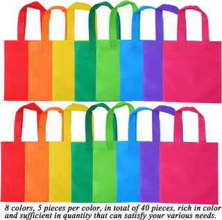 Elcoho 40 Pieces Non-Woven Party Favor Bags 8×8 Inch Resuable Goodie Gift Bag with Handles Tote Treat Bag for Birthday Party