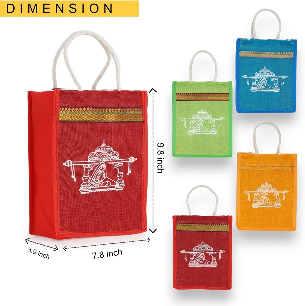 LOVENSPIRE Printed Jute Burlap Tote Gift Bags – Ideal for Wedding, Housewarming Favors, & Traditional Indian Return Gifts