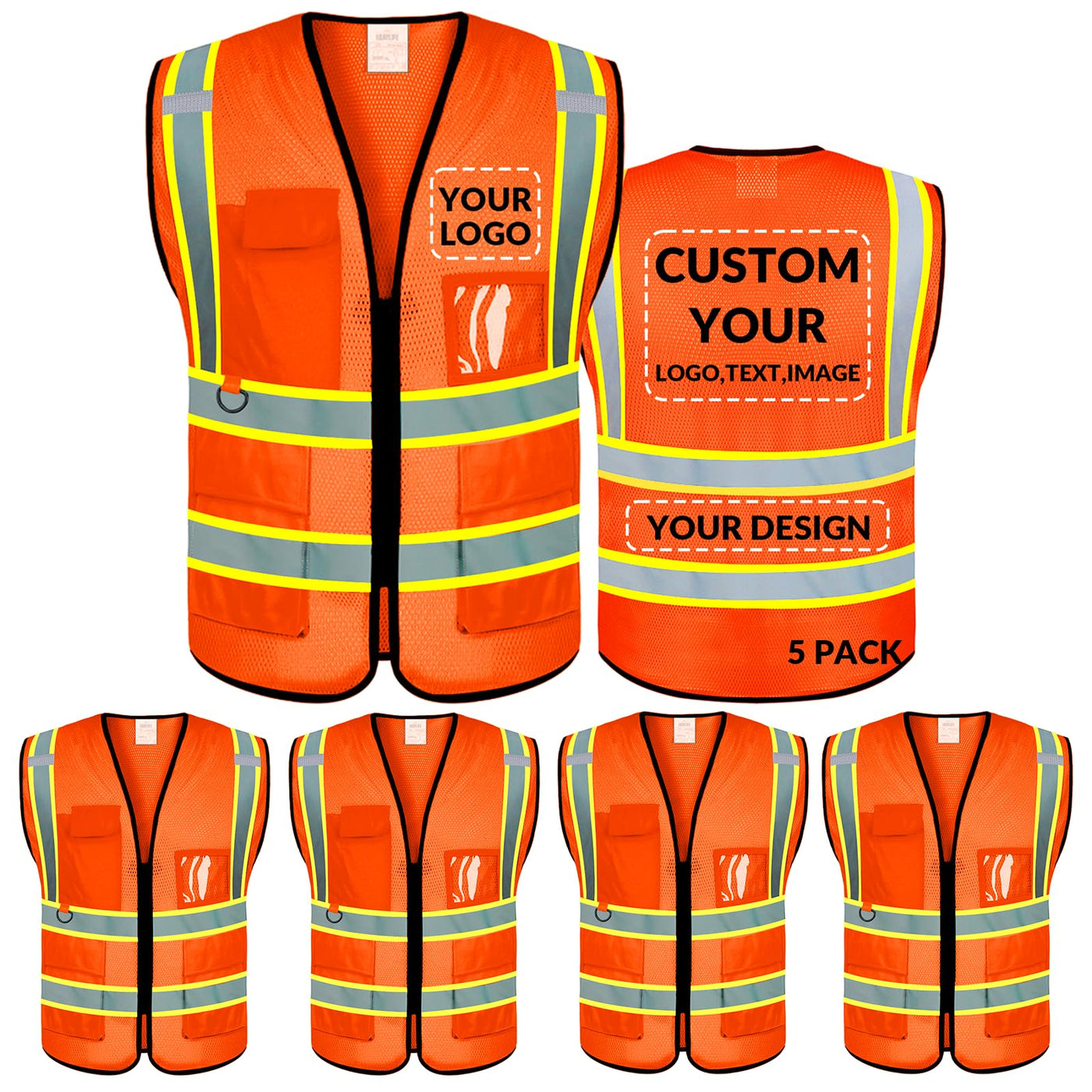 BeautyWill Custom Safety Vest Logo Class 2 High Visibility Reflevtive Vest Outdoor Protective Workwear