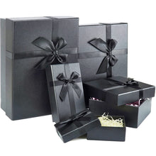 Gift Boxes with Lids for Presents, Set of 5 Black Gift Boxes, Pre-warpped Nesting Boxes for Gifts, Luxury Gift Box for Father's Day, Anniversaries, Birthdays,Weddings, etc.