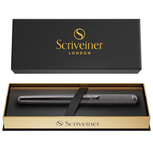 Scriveiner Black Lacquer Rollerball Pen - Stunning Luxury Pen, Real Gold Plating, Schmidt Ink Refill, Best Roller Ball Gift Set for Men & Women, Professional, Executive Office, Nice Pens