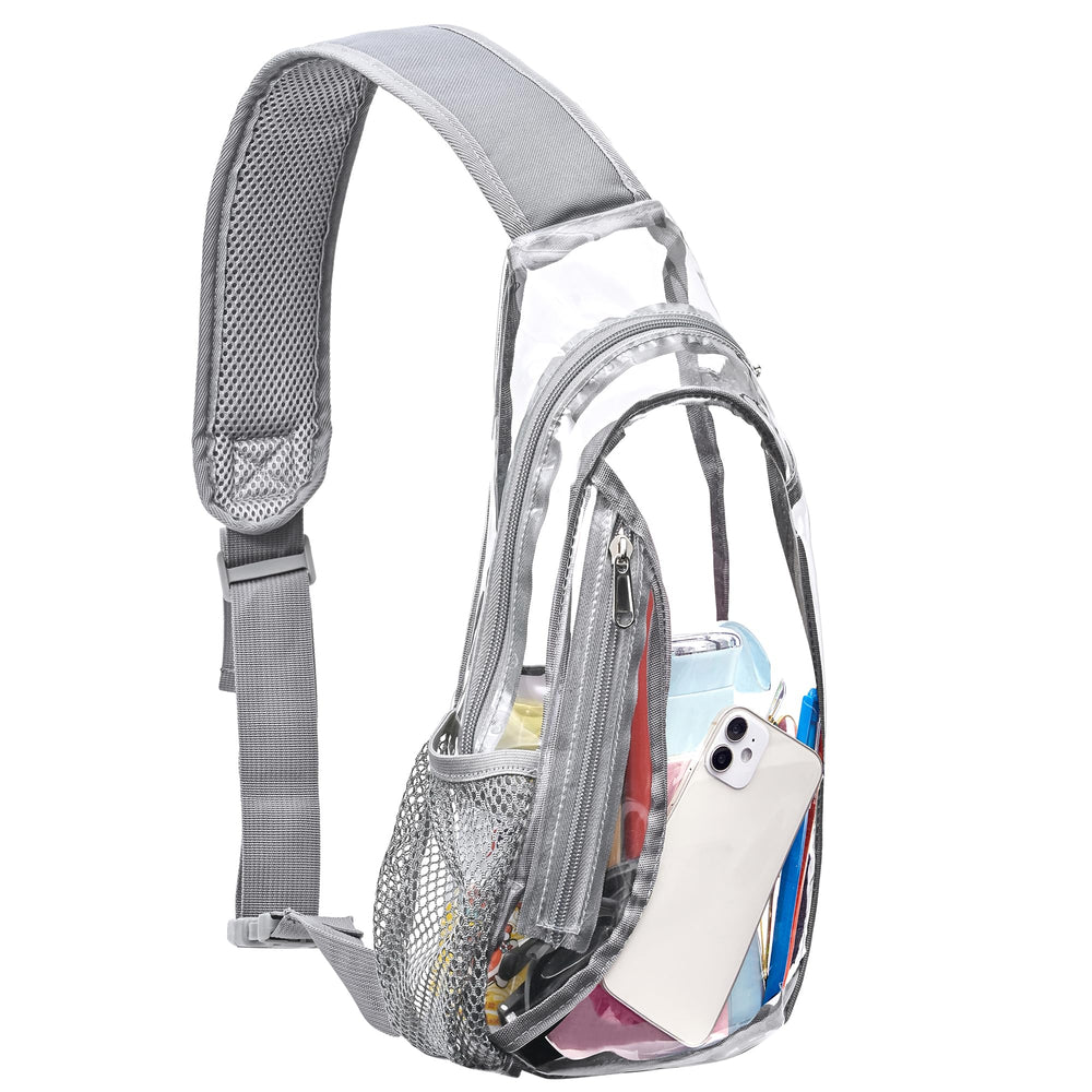 gdbis Clear Sling Bag, Stadium Approved PVC Crossbody Backpack, Clear Casual Chest Daypack for Hiking, Stadium or Concerts
