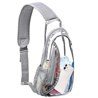 gdbis Clear Sling Bag, Stadium Approved PVC Crossbody Backpack, Clear Casual Chest Daypack for Hiking, Stadium or Concerts