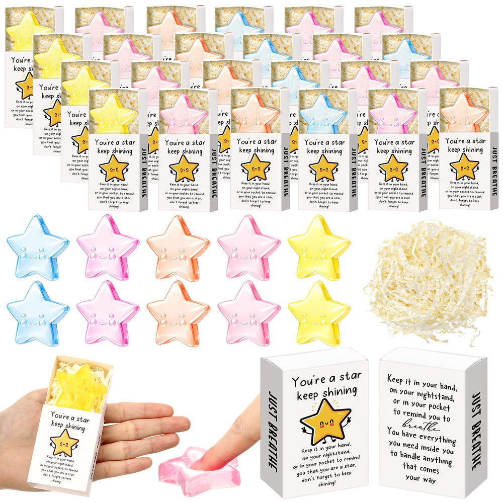 Wettarn 75 Sets Appreciation Gifts Cute Stress Balls with Support Boxes Bulk Party Favors for Employee Coworker Team Group Stuffers Office Prizes Positive Desk Decor