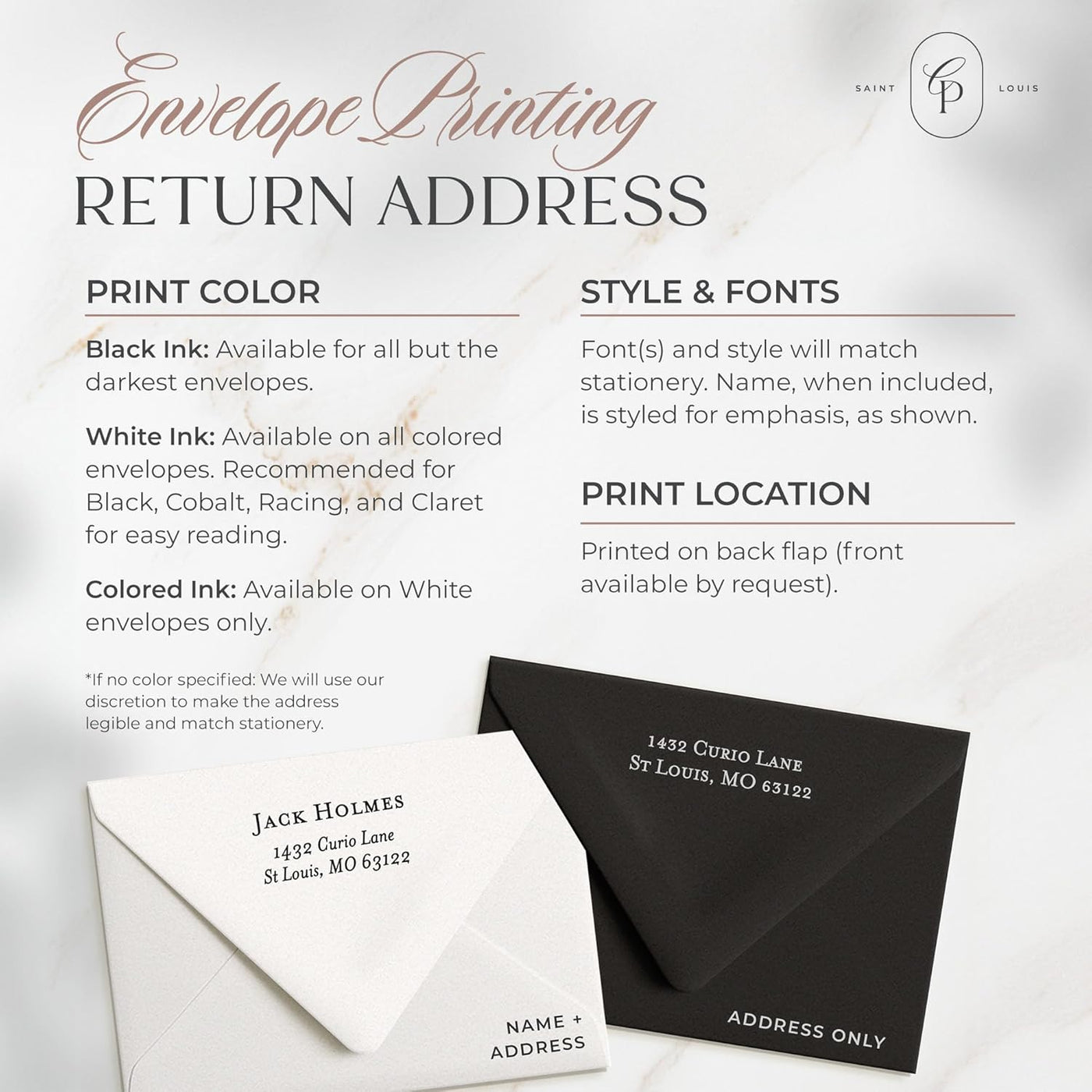 Curio Press Personalized Stationery Note Cards with Envelopes, A2 & A7 Flat Card with Custom Note Cards Name and Contact Info, Personalized Stationary for Men Custom Card - Prestige Flat