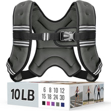 Zeerun Weighted Vest, 6lb/8lb/10lb/12lb/15lb/18lb/20lb/24lb/30lb for Men Women, Reflective Stripe Adjustable Buckle, Comfortable Durable Rucking Vest for Walking Running Strength Training
