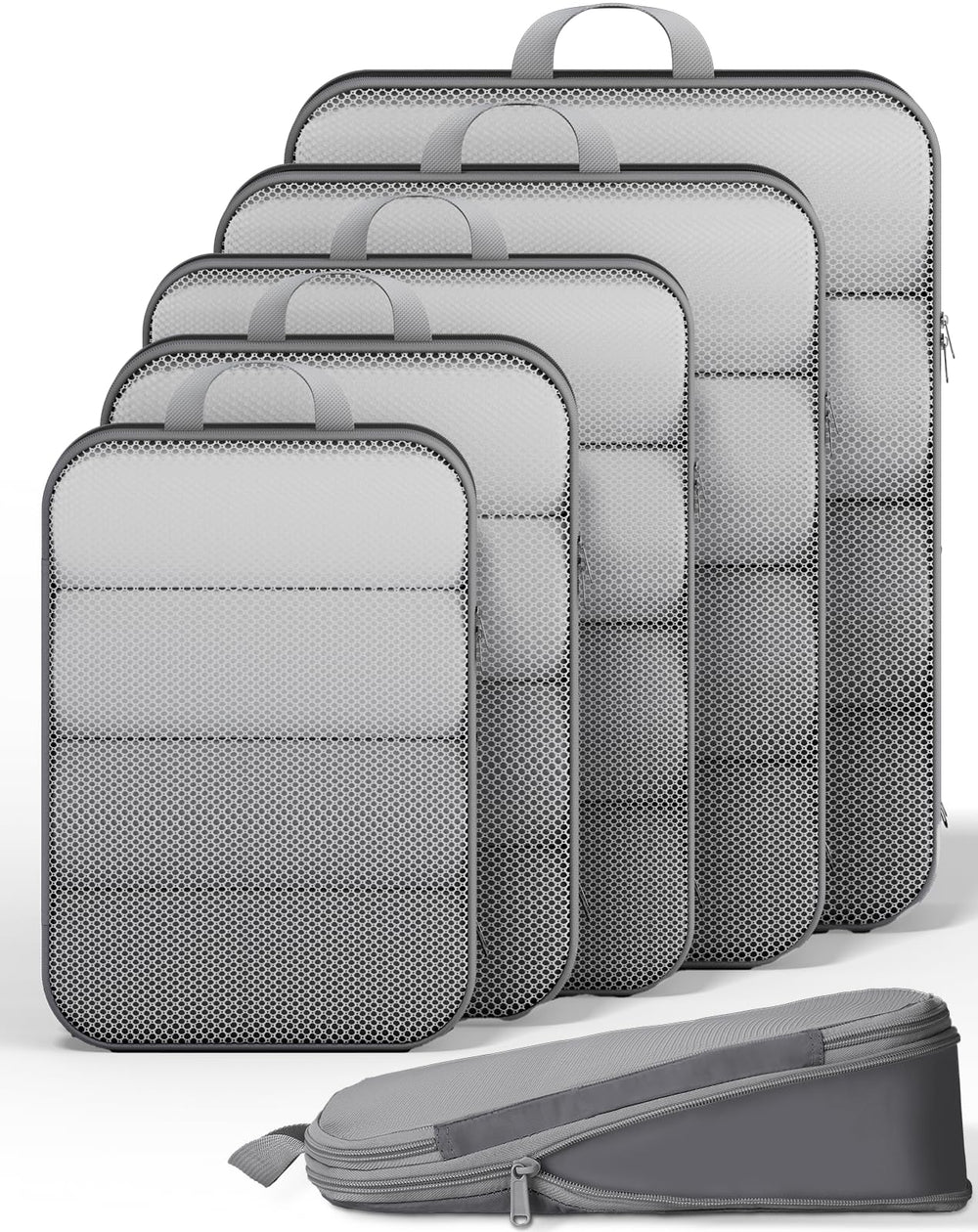 Veken 11-Pack Compression Packing Cubes for Travel Essentials,Compressible Expandable Large Luggage Suitcase Organizer Bags for Clothing,Durable Space Saver Bags with Toiletry Bags(Dark Green)