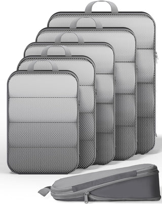 Veken 11-Pack Compression Packing Cubes for Travel Essentials,Compressible Expandable Large Luggage Suitcase Organizer Bags for Clothing,Durable Space Saver Bags with Toiletry Bags(Dark Green)