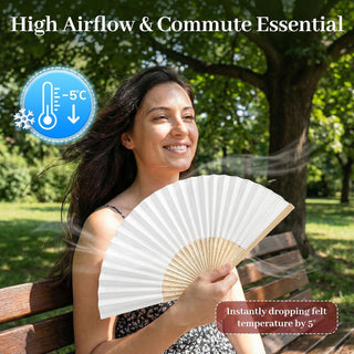 JOHOUSE 12 Pcs White Hand Fan Foldable, 8.3 Inch Folding Fans Handheld for Women Wedding Guest Gifts, Party Favors, Bridal & Baby Shower Favors, DIY Crafts & Summer Cooling