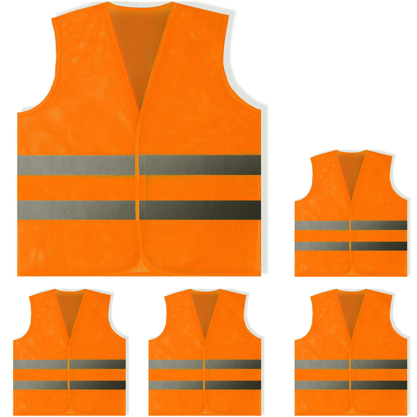 PeerBasics Safety Vests 10 Pack - Yellow Reflective High Visibility, Hi Vis Silver Strip, Men Women, Work, Cycling, Runner, Surveyor, Volunteer, Crossing Guard, Road, Construction, Neon (Mesh, 10)
