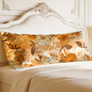 EXQ Home Silky Satin Pillowcase for Hair and Skin,Printed Pillow Cases Standard Size Set of 2 Satin Pillow Case 2 Pack with Envelope Closure(Ink Leaf, 20x26)