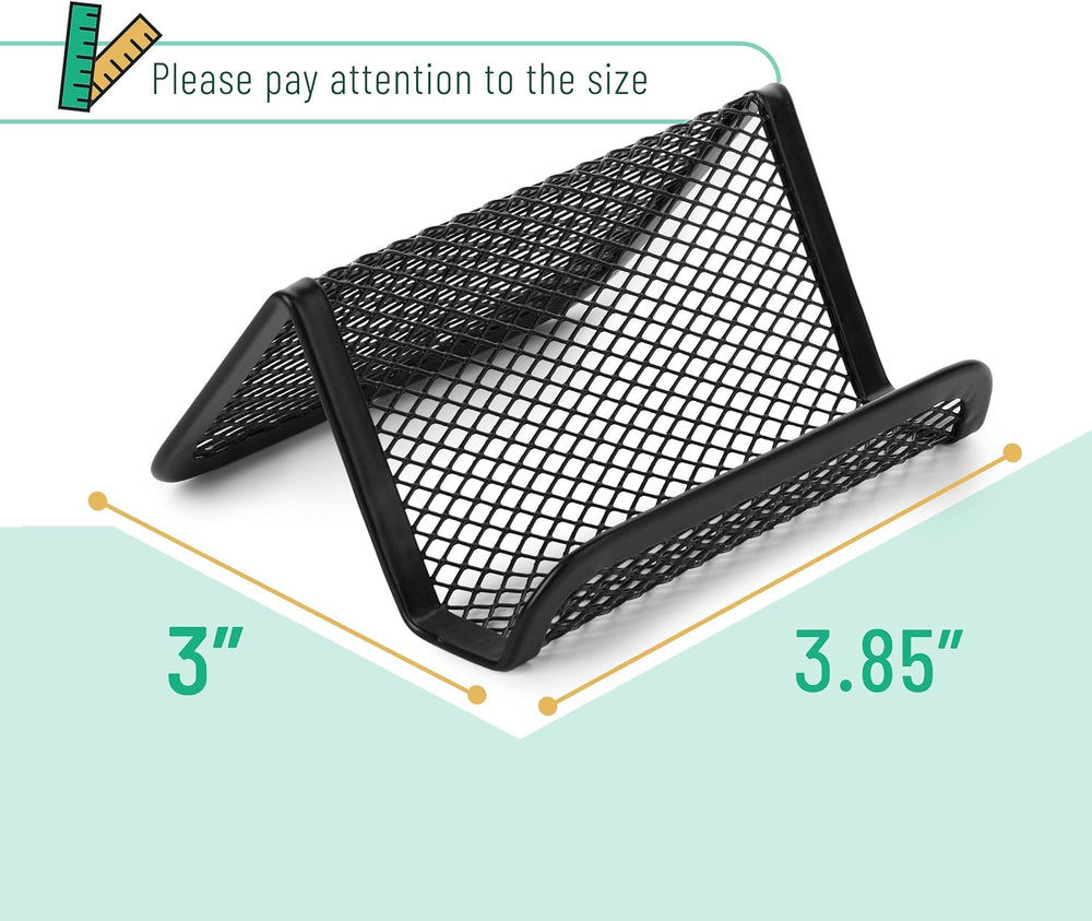 Mr. Pen- Metal Mesh Business Card Holders, 3 Pack, Black, Durable Stainless Steel Card Stand for Desk, Office, and Business Use, Straight, Flat and Smooth Design