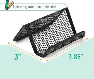 Mr. Pen- Metal Mesh Business Card Holders, 3 Pack, Black, Durable Stainless Steel Card Stand for Desk, Office, and Business Use, Straight, Flat and Smooth Design