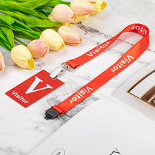 25 Sets Visitor Badge Lanyard with Clips Breakaway Reusable Temporary PVC Pass Card for Event Fundraising Company Exhibition Guest School Activities 3.54 x 2.13inch Red