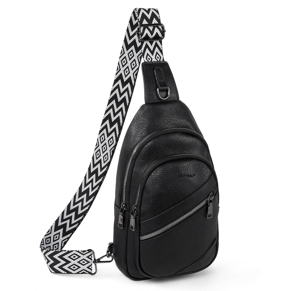 TANTOMI Sling Bag Crossbody Bags for Women Leather Cross Body Bag Trendy Fanny Pack Chest Travel Purse with Adjustable Strap