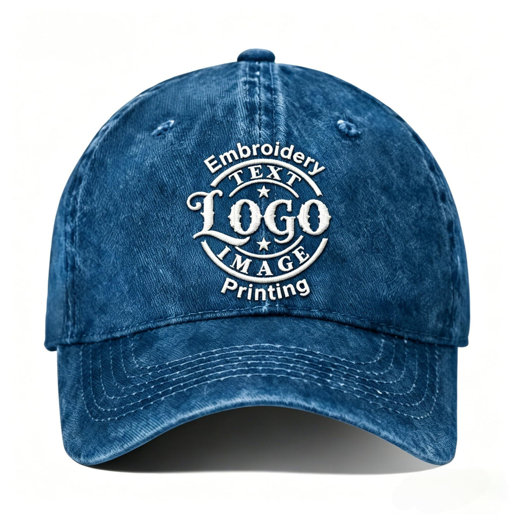 Bulk Custom Hat - Personalized Embroidered & Printed Baseball Cap to Text/Logo, Soft Washed Cotton Breathable Adjustable
