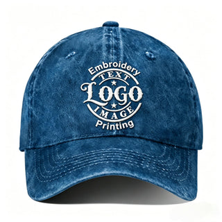 Bulk Custom Hat - Personalized Embroidered & Printed Baseball Cap to Text/Logo, Soft Washed Cotton Breathable Adjustable
