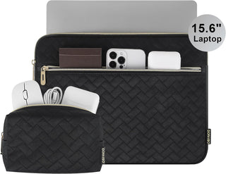 DOMISO 15.6 inch Laptop Sleeve for MacBook Air M3 15 inch Laptop Case 15.6 inch Compatible with MacBook Air 15 inch Plus 15 MacBook Pro Protective Computer Sleeve 15 inch with Small Case,Black