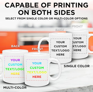 Father’s Day Custom Ceramic Coffee Mugs 11 oz. Set of 10/50/100, Personalized Bulk Pack - Coffee Cup Set, Iced Coffee Cup, Gaming Mug for Dad - White