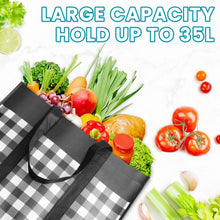 WOWBOX Reusable Grocery Bags,4-Pack, Foldable Reusable Shopping Tote Bags bulk with Reinforced Handles,Large Storage Bags with Water Resistant Coating for Groceries,Multipurpose,Black-White