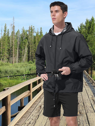 UIQUR Mens Rain Jacket Raincoat Windbreaker Running Waterproof Lightweight Packable with Hood Travel Hiking Cycling