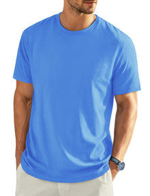 EKLENTSON Men's Cotton Crewneck T-Shirts Short Sleeve Plain Tee Moisture Wicking Casual Tshirts Solid Color