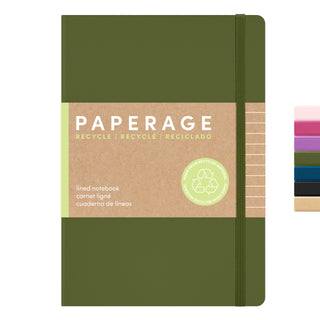 PAPERAGE Recycled Lined Journal Notebook, (Kraft), 160 Pages, Medium 5.6 in x 8 in - 100 GSM Thick Paper – College Ruled, Hardcover Journaling Notebook for Work, School & Note Taking