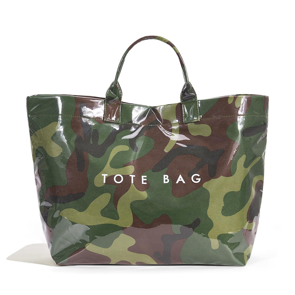Lushandy PVC Tote Bag Women's Letters Print Hobo Handbag 14L Waterproof Plastic Tote Purse for Work, Beach, Shopping