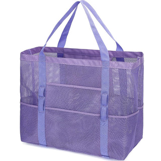 Fammart Mesh Beach Bag for Women, Large Beach Toy Pool Bag with Zipper Pocket, SandProof Cruise Essentials 2026 Family Travel