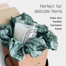 BYMARUE Elegant House-Shaped Gift Box Set with Handle, Thank You Sticker & Tissue Paper - Sturdy, Corrugated Gift Packaging, Goody Bags, Housewarming Favor Box for Mugs, Glass, Jams, Candles, Bottles, Jars, Cookies - Kraft Brown & Forest Green (1 Set)
