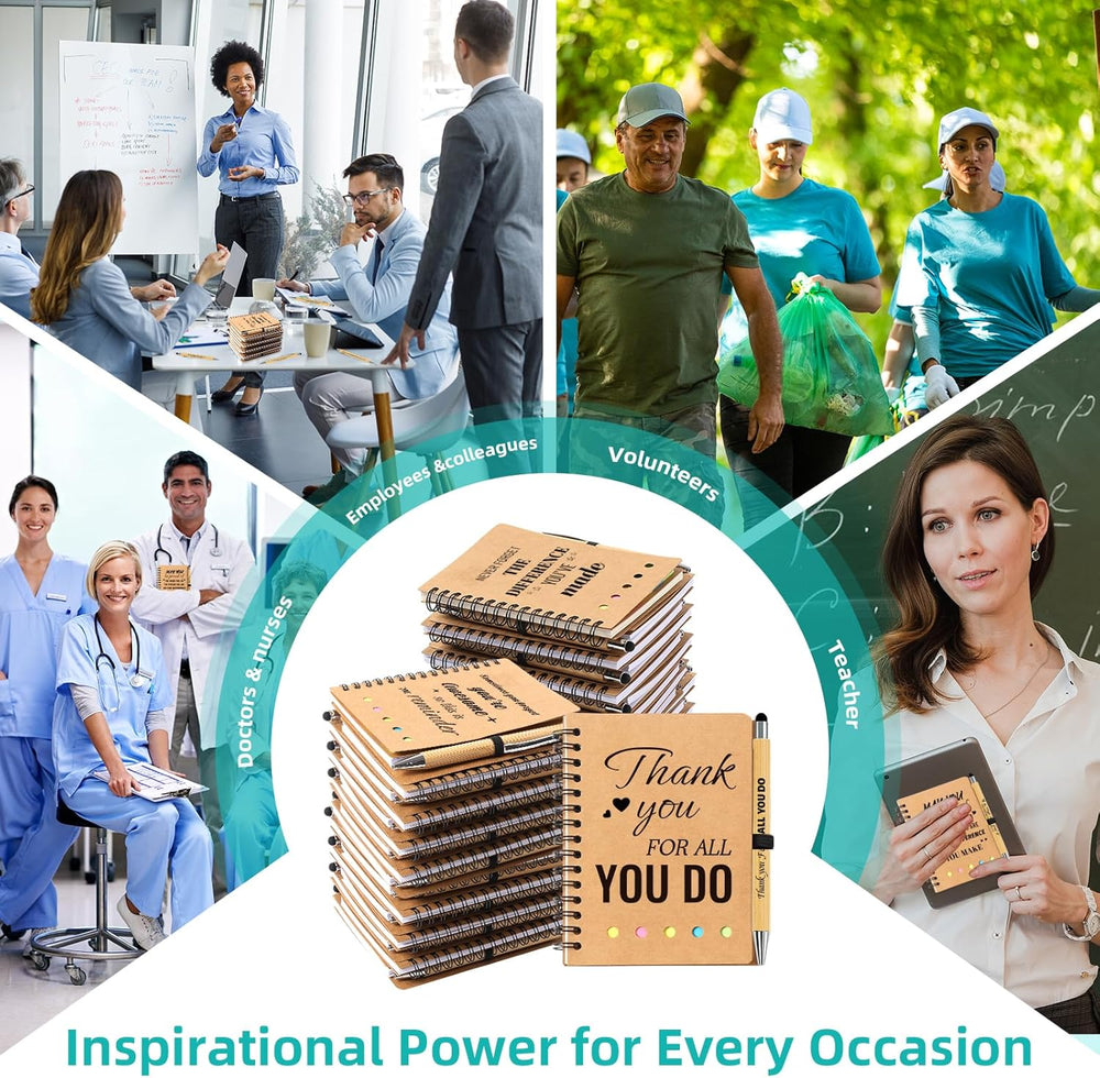 60 Pcs/30 Sets Employee Appreciation Gifts Bulk - Inspirational Spiral Notebooks with Motivational Pens, Thank You Gifts, Valentines Gift for Staff, Coworkers,Teacher, Team, Nurse, Office & School