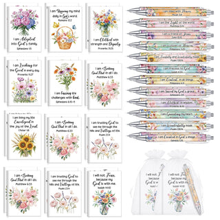 Mooliwe 24 Pcs Positive Affirmation Gift Set Gratitude Notebooks with Pens Small Bags Motivational Encouragement Notepads Daily Affirmations Journal for Women Stress Relief Self Care (Watercolor)