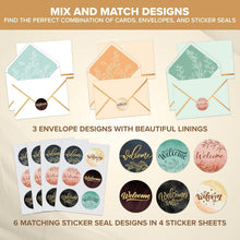 Decorably 24 Pack Gold Foil 6x4in Welcome Cards with Envelopes and Stickers, 6 Elegant Designs for New Employees, Guests, Team Members, Blank Inside - Housewarming, Office, Wedding, Gifting, Mailing