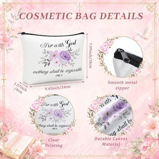 Aliceset 12 Pcs Christian Religious Gift for Women Bulk Included Bible Verse Canvas Tote Bag with Cosmetic Bag for Her Women Sister Mom Wife Birthday Mothers Day(Classic)