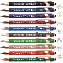 WNNNS Bulk Custom Pens Personalized with Name & Logo, Customized Engraved Pens, Black Ink Ballpoint with Stylus Tips, Office Employee Graduation Teacher Appreciation Gifts.