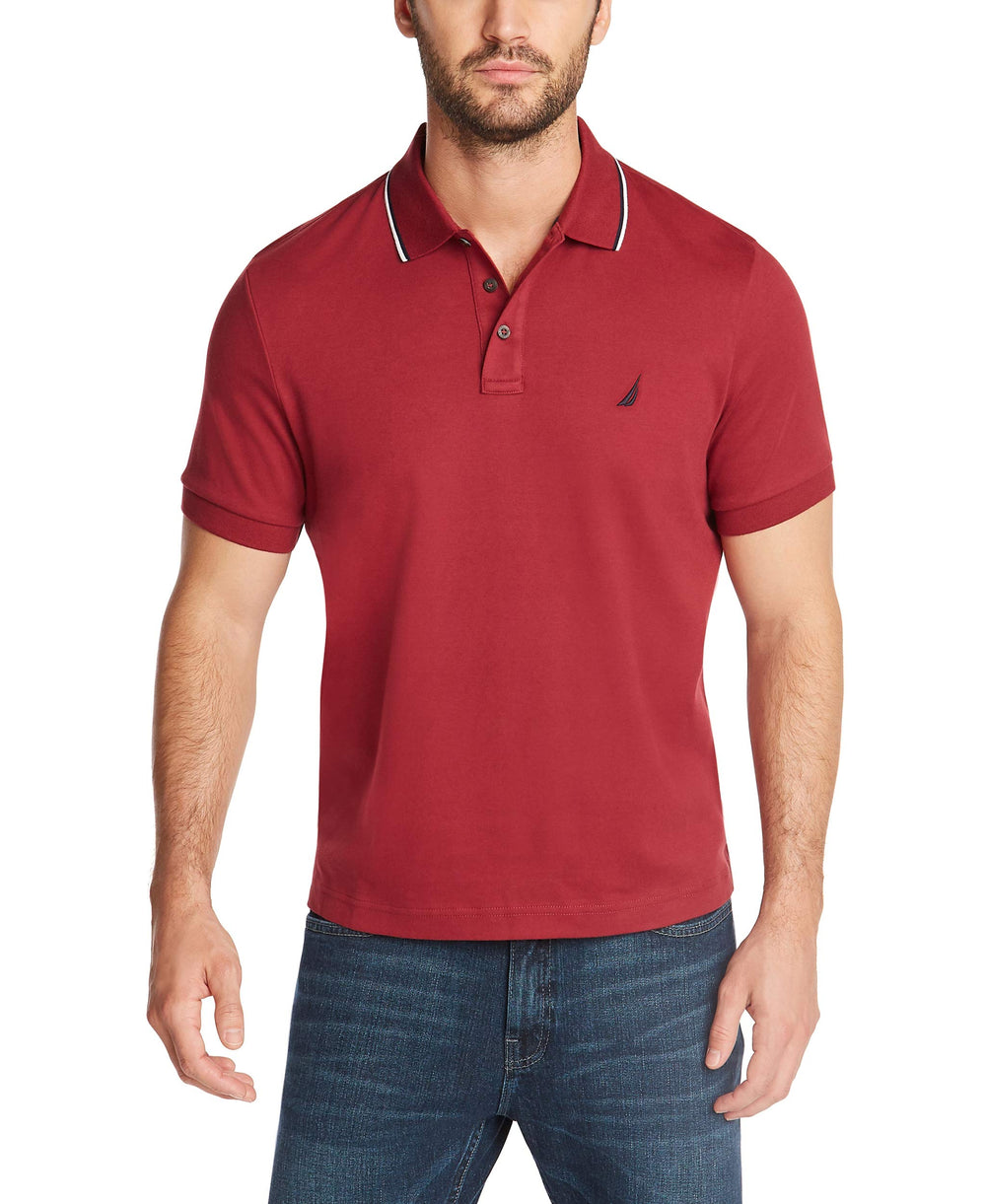 Nautica Men's Classic Fit Short Sleeve Dual Tipped Collar Polo Shirt