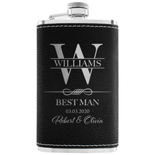 Personalized Hip Flasks Set of 6 - Engraved Leatherette 6 Oz, Best Man & Groomsmen Proposal Gifts, Wedding Party Favors - Chestnut #4