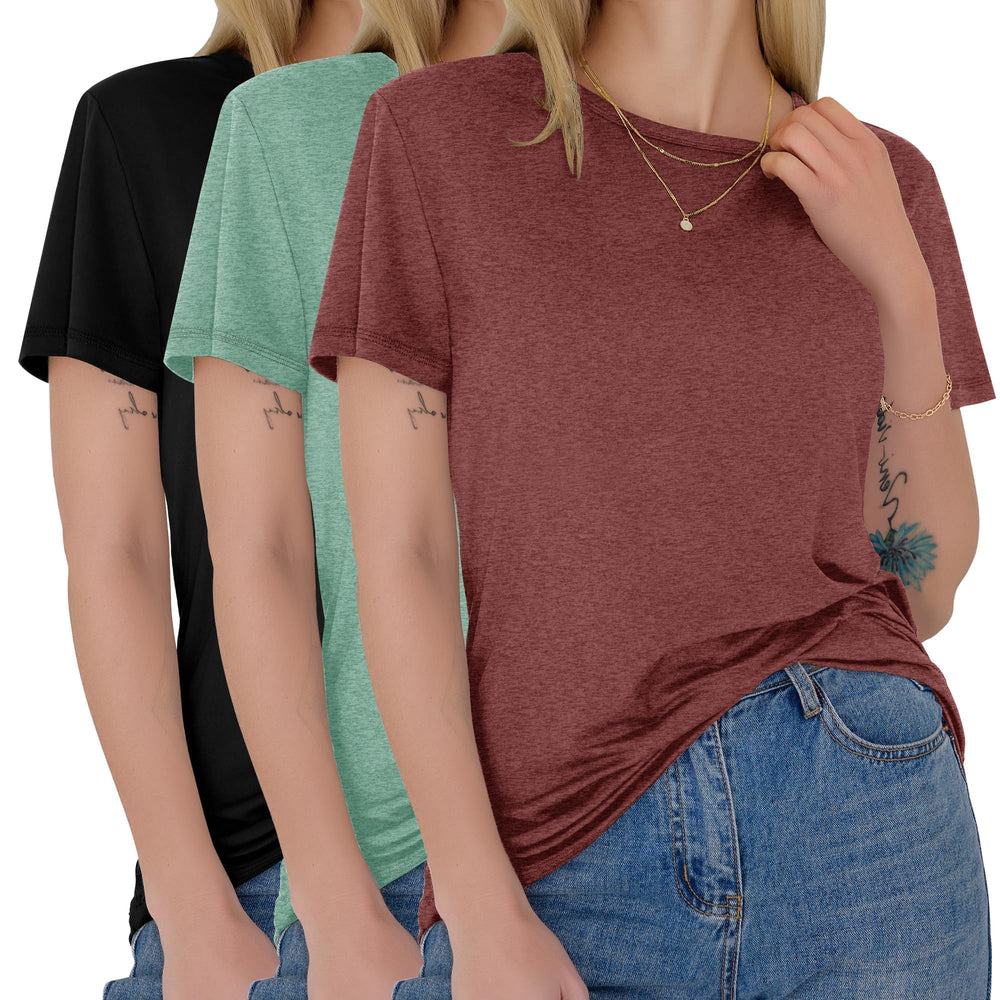 GAYHAY 3 Pack Womens T-Shirts - Short Sleeve Spring Summer Tops Crew Neck Trendy Casual Work Soft Basic Tees for Ladies 2026