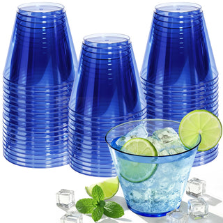 9 oz Clear Plastic Cups Green Plastic Disposable Cups for Cocktail 50 Pack Fancy Cocktail Cup for Party Stemless Wine Glasses for Wedding Graduation Birthday World Cup