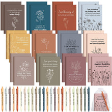 Mooliwe 24 Pcs Positive Affirmation Gift Set Gratitude Notebooks with Pens Small Bags Motivational Encouragement Notepads Daily Affirmations Journal for Women Stress Relief Self Care (Watercolor)