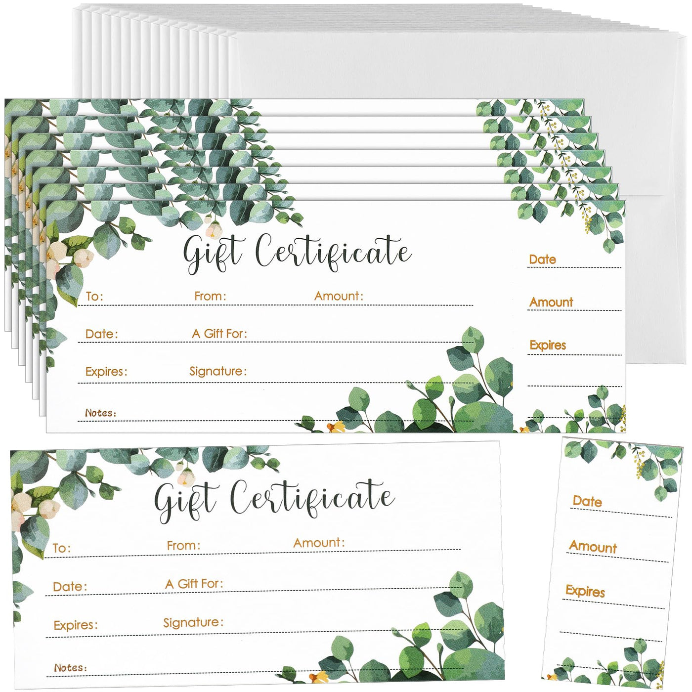 Nuanchu 100 Sets Gift Certificates for Business Christmas Blank Gift Certificate Cards Vouchers Coupon Card with 100 Envelopes for Salon Spa Restaurants Birthday, 4.7 x 2.4 in (Wood Color,Classic)