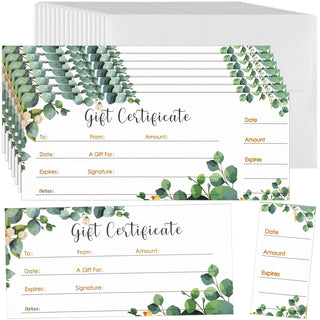 Nuanchu 100 Sets Gift Certificates for Business Christmas Blank Gift Certificate Cards Vouchers Coupon Card with 100 Envelopes for Salon Spa Restaurants Birthday, 4.7 x 2.4 in (Wood Color,Classic)