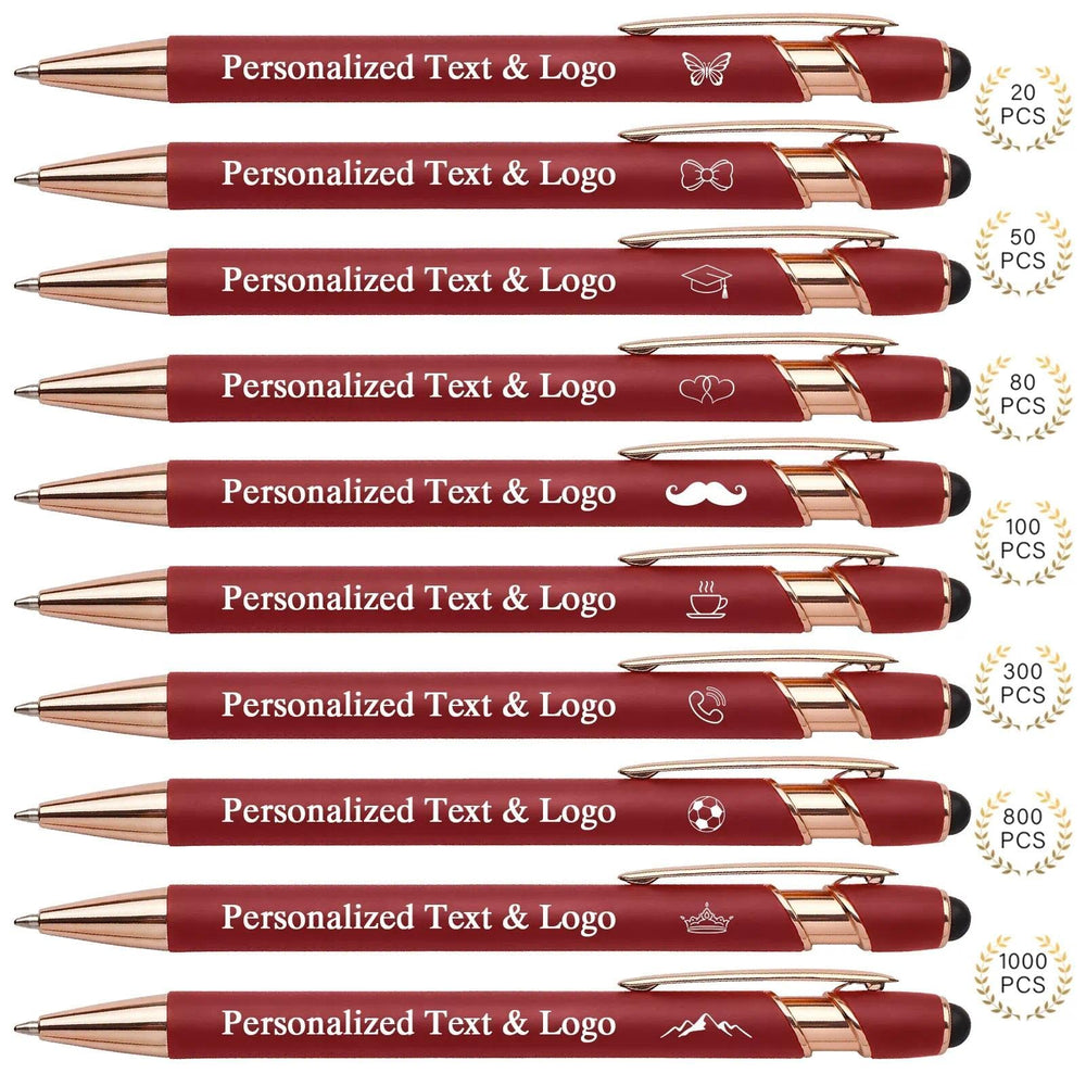 WNNNS Bulk Custom Pens Personalized with Name & Logo, Customized Engraved Pens, Black Ink Ballpoint with Stylus Tips, Office Employee Graduation Teacher Appreciation Gifts.
