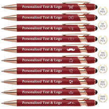 WNNNS Bulk Custom Pens Personalized with Name & Logo, Customized Engraved Pens, Black Ink Ballpoint with Stylus Tips, Office Employee Graduation Teacher Appreciation Gifts.
