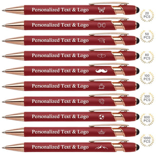 WNNNS Bulk Custom Pens Personalized with Name & Logo, Customized Engraved Pens, Black Ink Ballpoint with Stylus Tips, Office Employee Graduation Teacher Appreciation Gifts.
