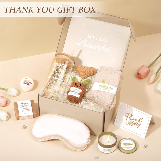Thank You Gifts for Women, Birthday Gifts for Women, Employee Appreciation Gift, Get Well Care Package Christmas Gift Basket for Coworker Employees Teachers Nurse Boss Friend Mom with Glass Cup 16oz - hover image