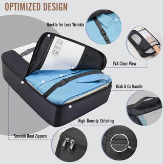 Veken 10 Set/8 Set Packing Cubes for Travel Essentials,Anti-Wrinkle Buckled Suitcase Organizer for Shoe & Toiletry Bag,Carry On Luggage Bag for Airplane & College Dorm Room Accessories,Women Men Gifts